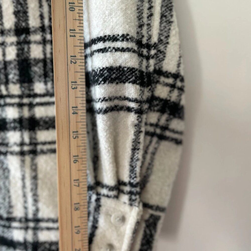 H&M Womens Black White Double Pocket Oversized Plaid Shacket Jacket Size M - Picture 9 of 9
